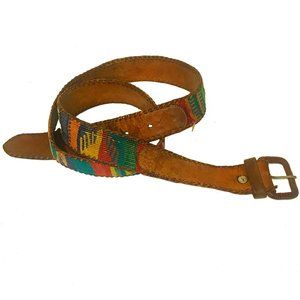 Vintage Leather & Tapestry Belt